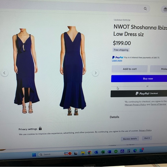 Evening gown by Shoshanna in Midnight size 4 - Picture 3 of 11